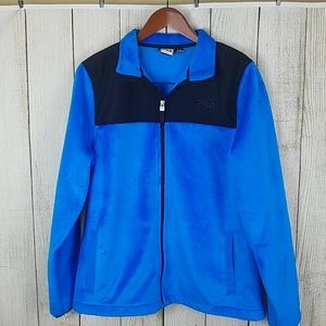 Fila sport zip up fleece jacket blue black